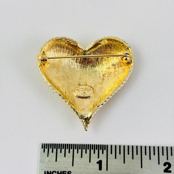 Vintage Kenneth Jay Lane KJL Signed Heart Brooch Rare Classic Statement - Picture 4 of 4